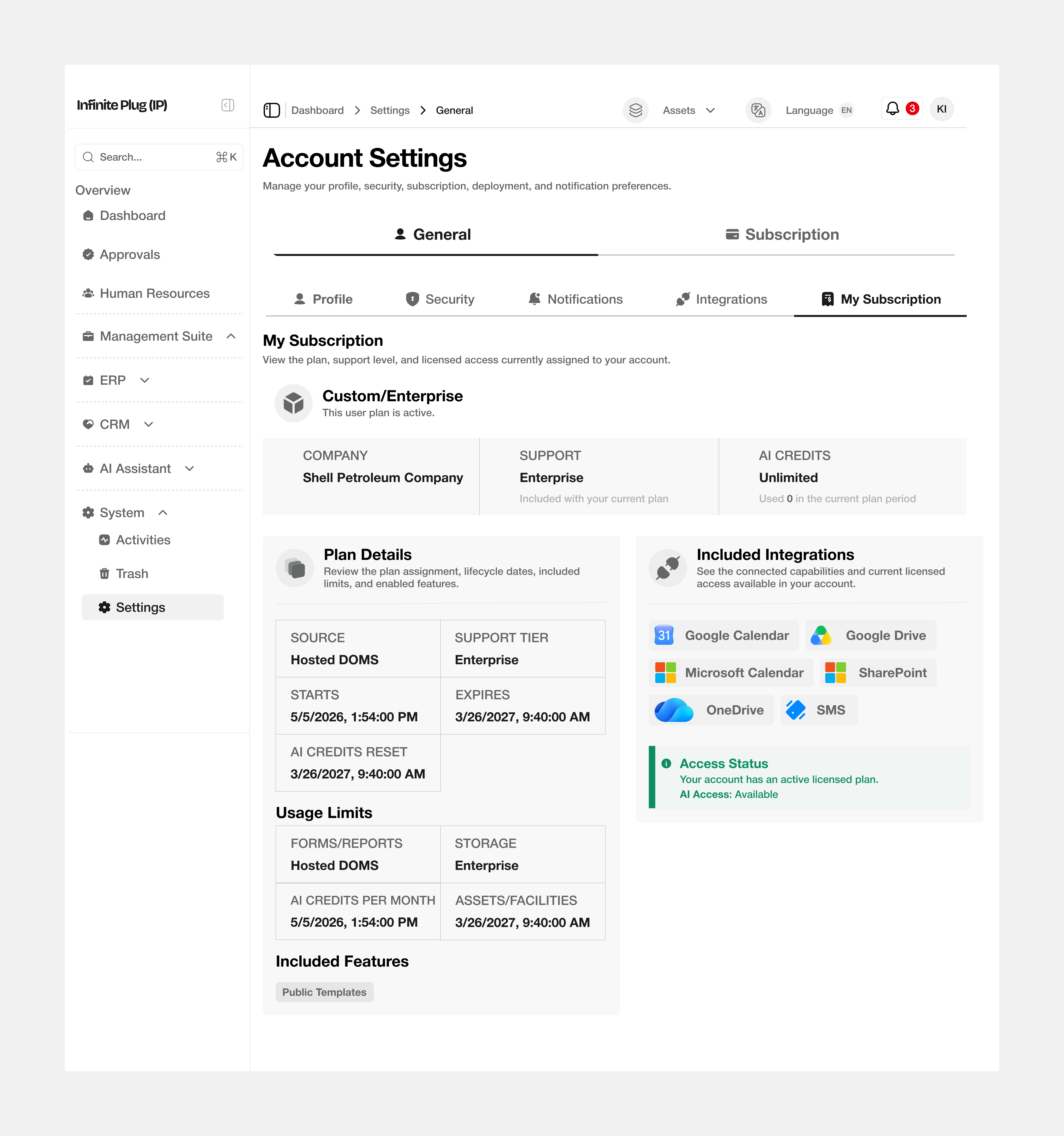 ACCOUNT SETTINGS PAGE FOR A SAAS PLATFORM product design saas