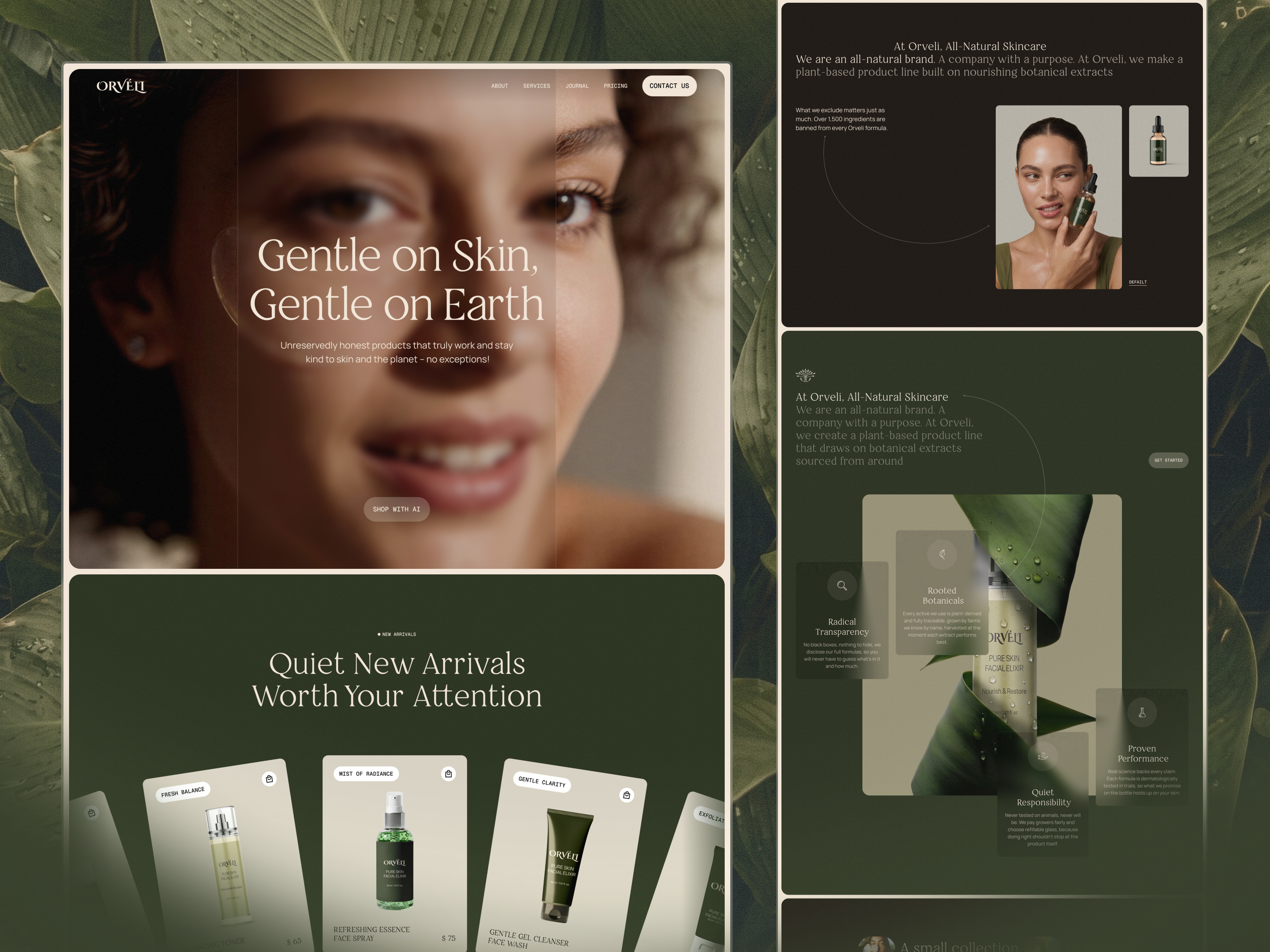 Orvéli Organic Skincare Website Design | Beauty E-commerce UI beauty beauty product website cosmetics cosmetics website design e commerce website ecommerce landing page online store organic skincare responsive design skincare e commerce skincare products skincare website skincare website design ui ux web web design website design
