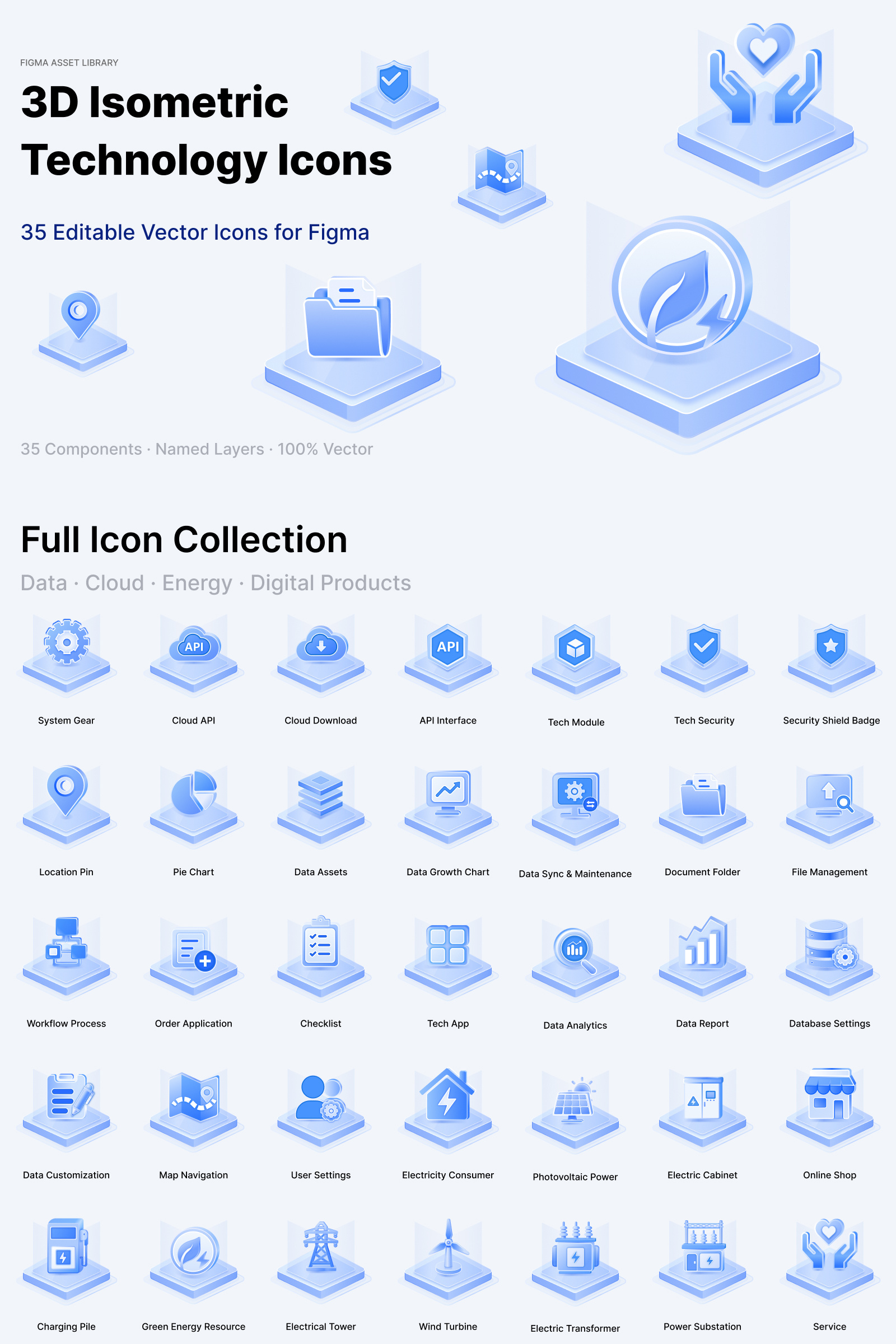 3D Isometric Technology Icons for Figma 3d cloud data design system digital product figma icon design icons isometric technology ui ui design vector