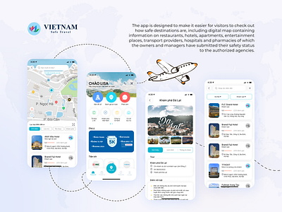 VIETNAM Safe Travel app design discovery map mobile app safe travel ui ux