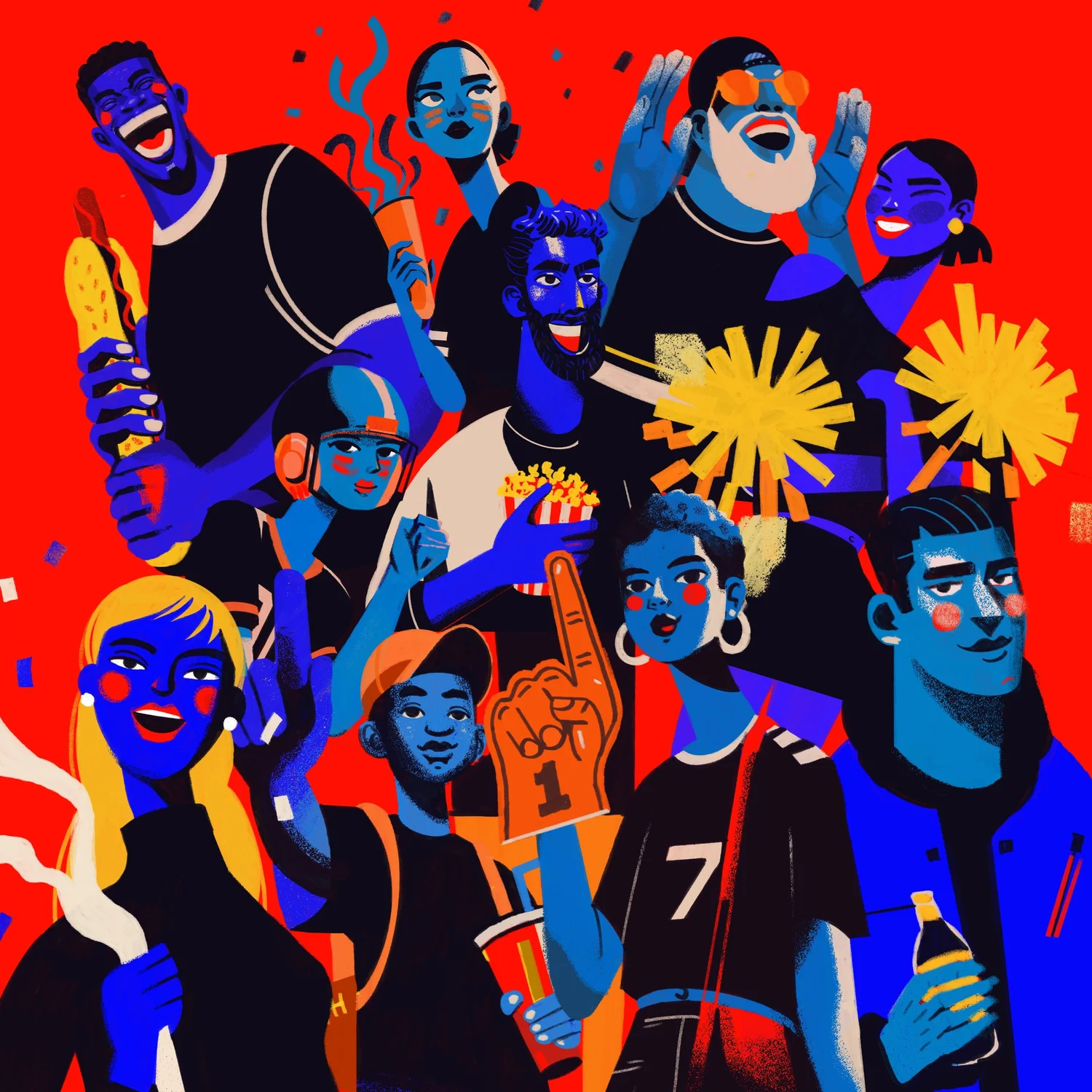 Adobe illustrations - NFL project adobe adobe campaign adobe illustrations character character illustration characters illustrated illustration illustrations illustrator nfl nfl campaign people portrait portrait illustration procreate vivid