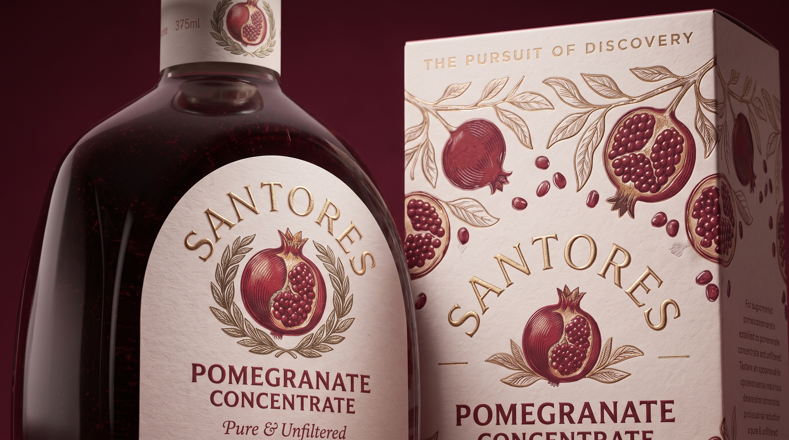Pure & Unfiltered — Pomegranate Concentrate Packaging Design branding creative packaging. design graphic design illustration illustrator file logo modern packaging packaging design