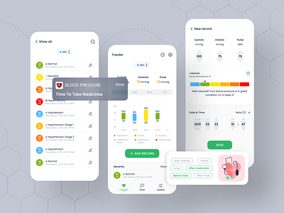 Blood Pressure App Concept app blood pressure design health medicines mobile app record tracker ui ux