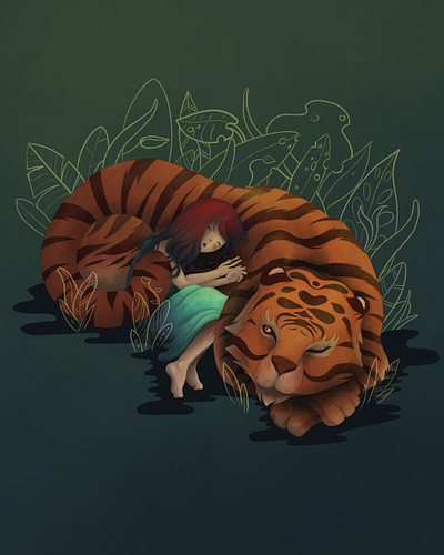 Tiger Pillow branding daily drawing editorial green handmade illustration jungle kid orange organic tiger