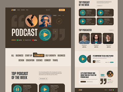 Host- Podcast Hosting Landing Page audio clean design guest home page host landing page listening live streaming minimal podcast podcasting spotify saas talk show ui uiux user interface web web design website