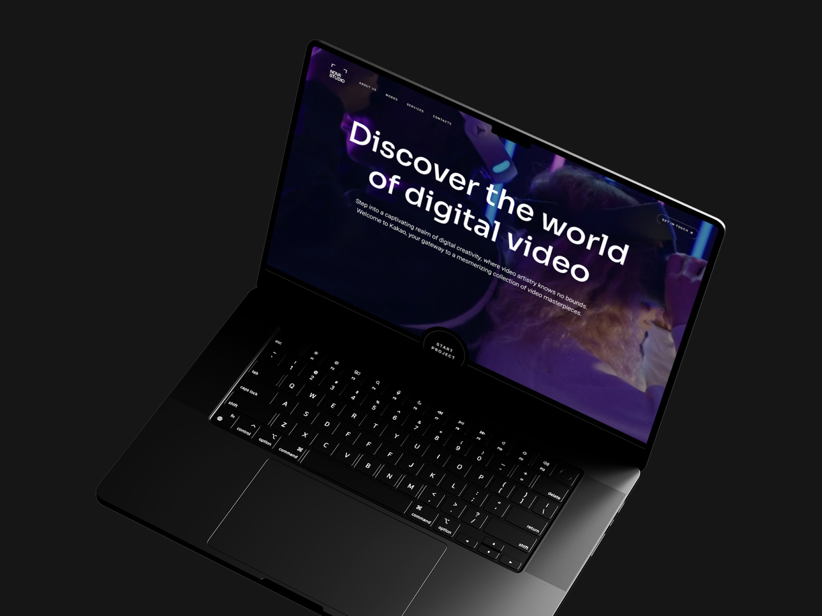 Nova Studio - cinematic production website animation dark ui design figma film studio flat minimal portfolio website ui ux web design webflow