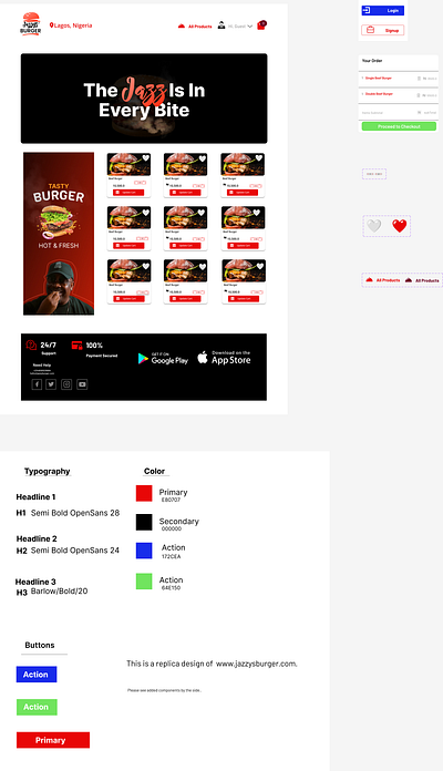 Food Replication Design- JazzyBurger app branding design donjazzy food website foodapp foodui foodwebsite ui uiux user interface ux