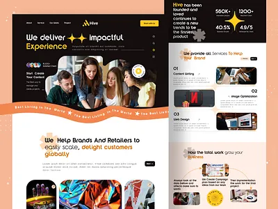 Digital Experience with Hive Design business creative design dark theme digital agency digital web ui homepage landing page web design web development web ui website website design