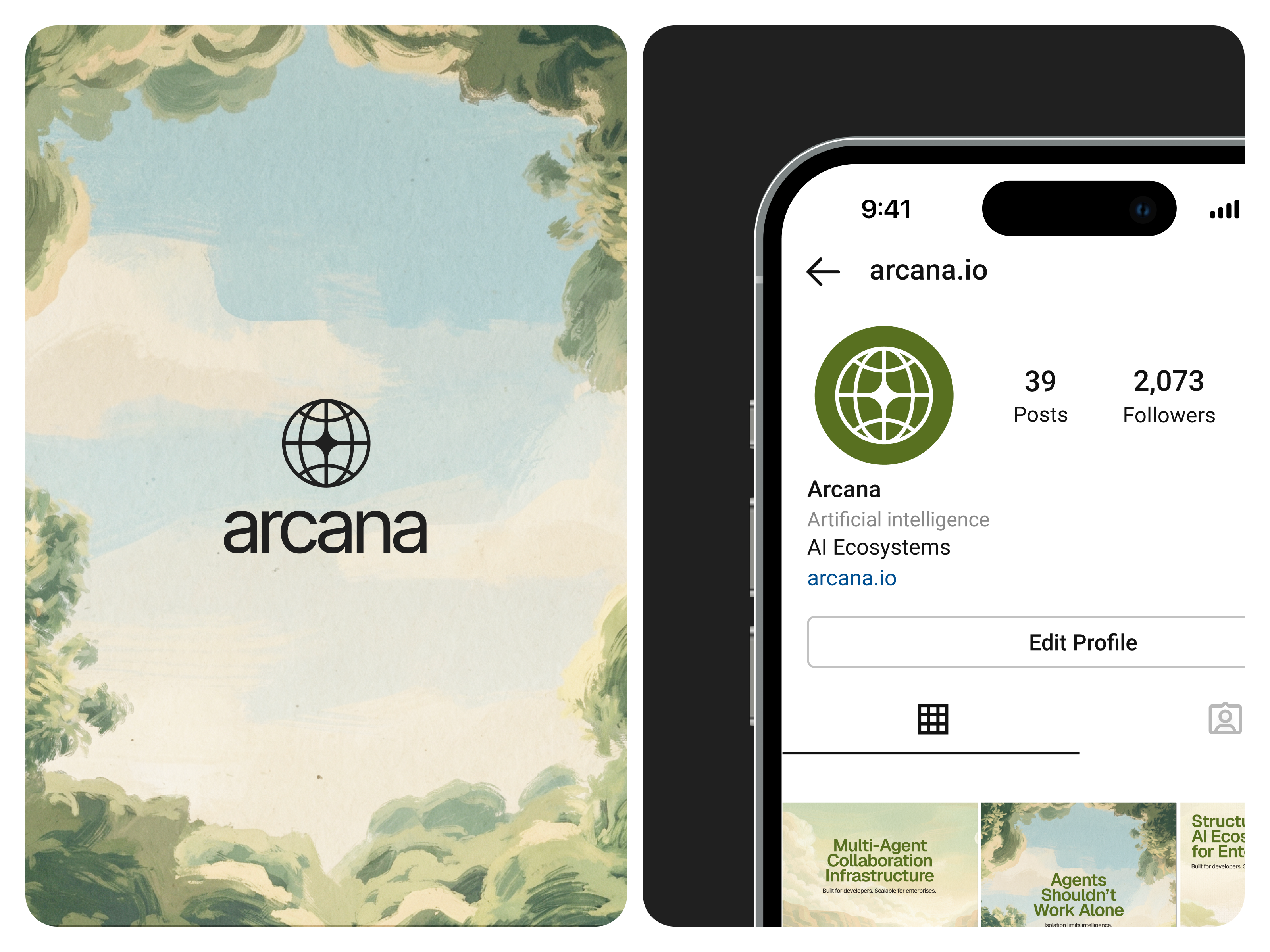 AI Ecosystems Brand – Instagram Profile & Post Design ai brand design ai startup design brand identity design branding content design system design instagram post design logo social media design startup branding