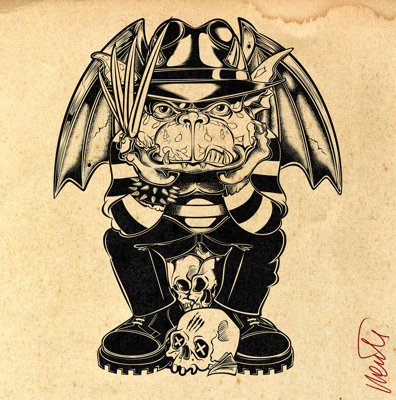 TEEN GARGOYLE DRAWING – FREDDY KRUEGER INK black and white art character design creature design cross hatching cult horror detailed linework freddy krueger gargoyle art horror art horror illustration illustration ink illustration lowbrow art monochrome illustration movie monster nightmare on elm street slasher art stippling art teen gargoyle vintage paper