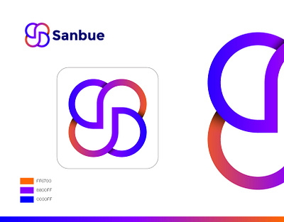 sanbue - logo design app application branding creative logo dating gradient icon letter logo logo design logo designer mark modern logo design monogram s vacation vector visual identity