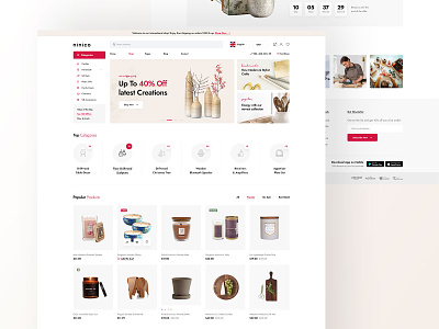 Ninico Crafts Website Design craft website design ecommerce footer graphic design hand made product hand made website header ninico product services ui ux