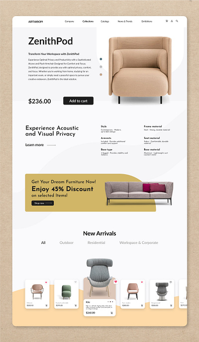 Contemporary Furniture Ui design branding contemporary design furniture graphic design landing page logo ui ux web