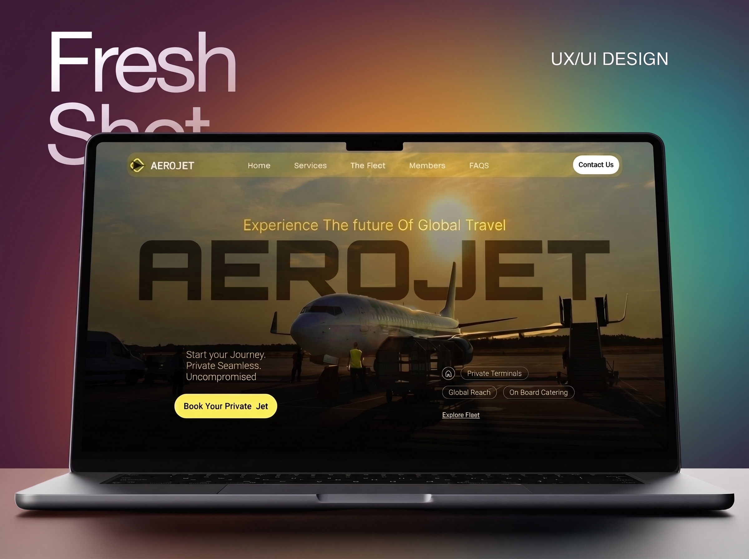 AEROJET | Modern Luxury Travel Hero Section UI ad design admin panel analytics ui aviation branding cleanui design figma graphic design herosection landingpage travel typography ui uiux userexperience userinterface visualdesign webdesign