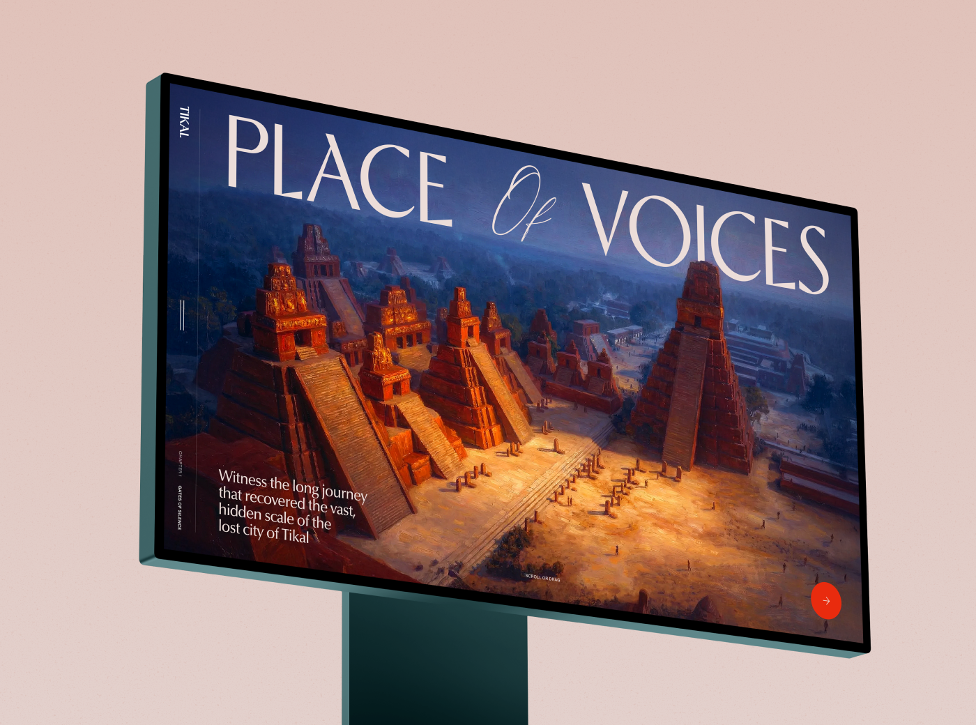 Tikal - Place of Voices (p.1) archeology art direction editorial guatemala history mysterious tikal ui design web design