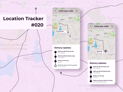 Daily UI Challenge 020 (Location Tracker) app app design dailyui design location location tracker mobile design order tracker tracker ui