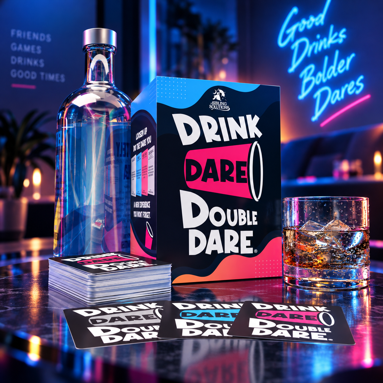 Drink Dare Double Dare™ 3d 3d modeling amazon animation branding card game game night graphic design logo motion graphics package design product design social media marketing tabletop game tutorial video production