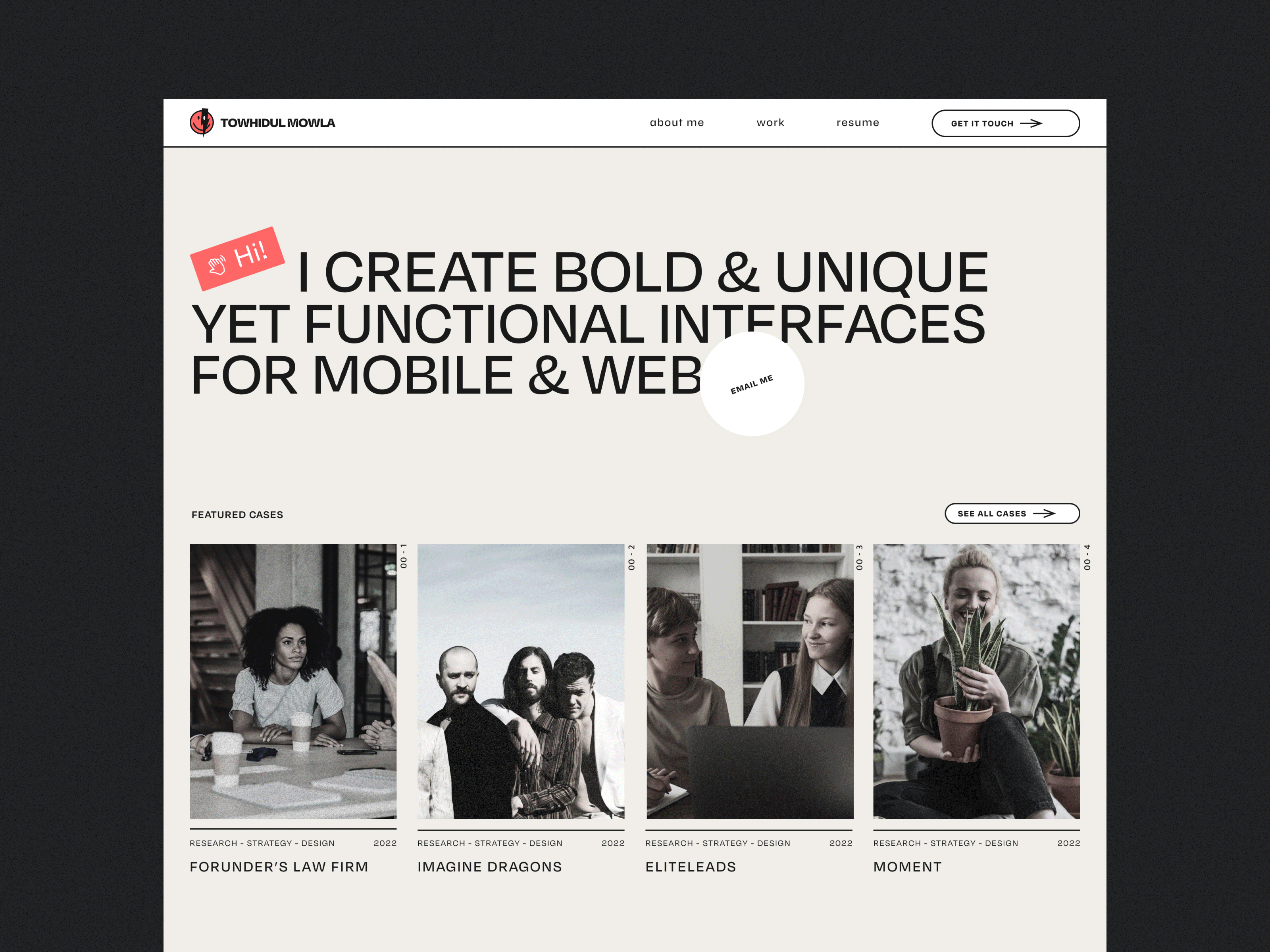 Portfolio Website Design clean landing page minimal portfolio portfolio website tm22b trendy ui uiux web web design webflow website