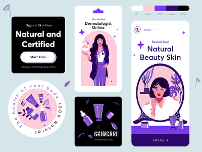 Healthcare UI Cards animation app badge beauty branding cards design galaxy graphic design healthcare illustration landing page logo products social media ui ux vector