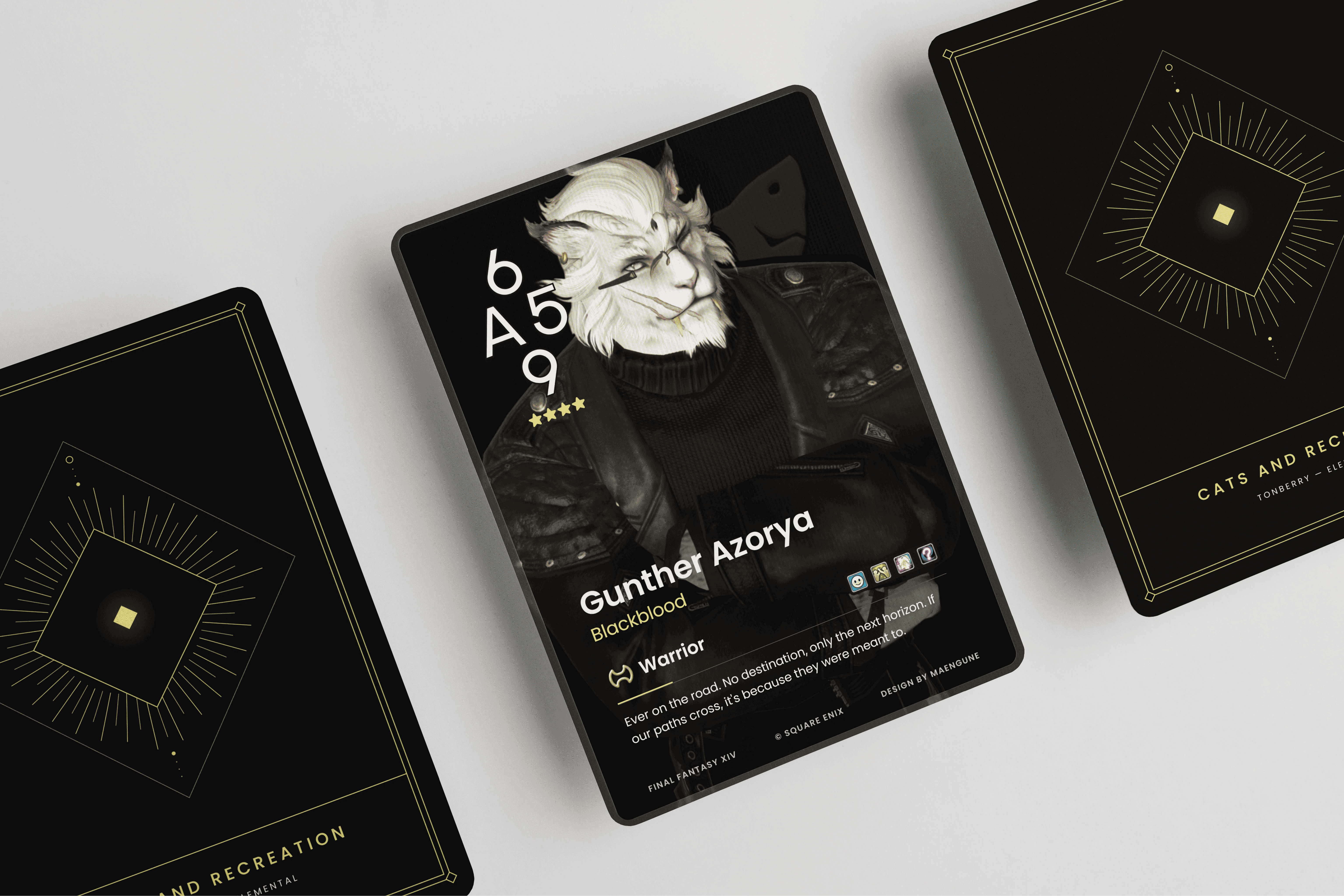 Warrior of Light (Card Ver.) black calling card card design design ffxiv final fantasy xiv game design minimal tarot trading card ui