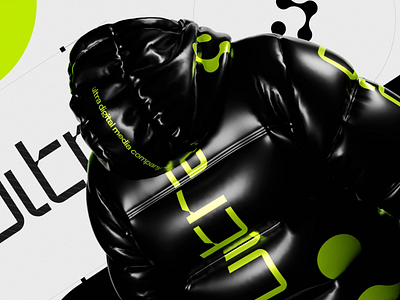 ULTRA PUFFA 3d animation black blender branding cgi design fashion green jacket logo puffa puffer render type