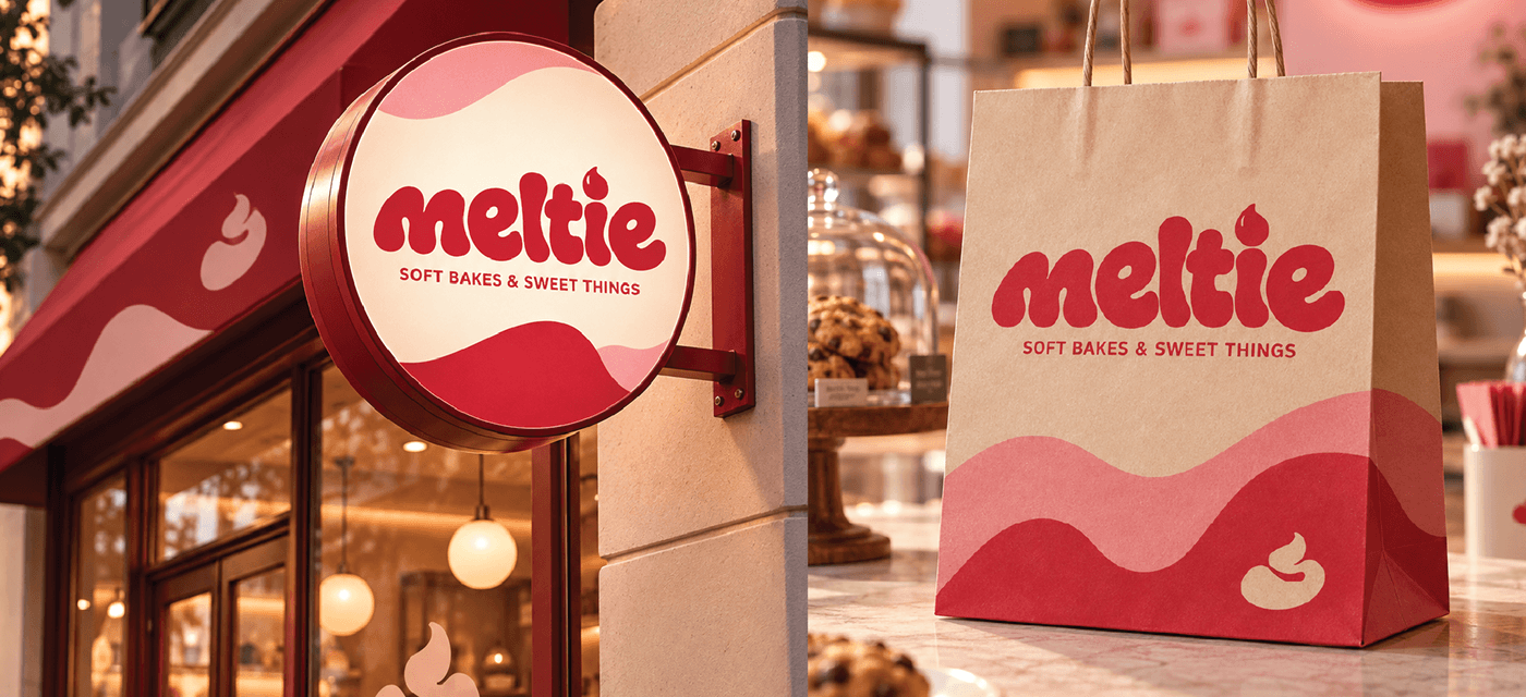 Meltie — Soft Bakes & Sweet Things | Brand Identity bakery brand brand identity branding branding bakery cafe branding design branding dessert branding food branding food packaging logo packaging design social media