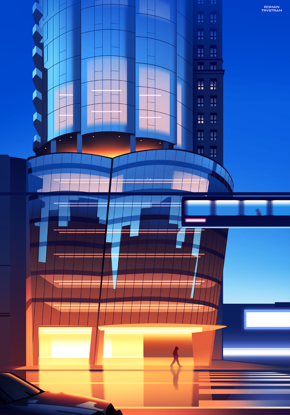 A walk branding city design futur illustration light neon retro trystram