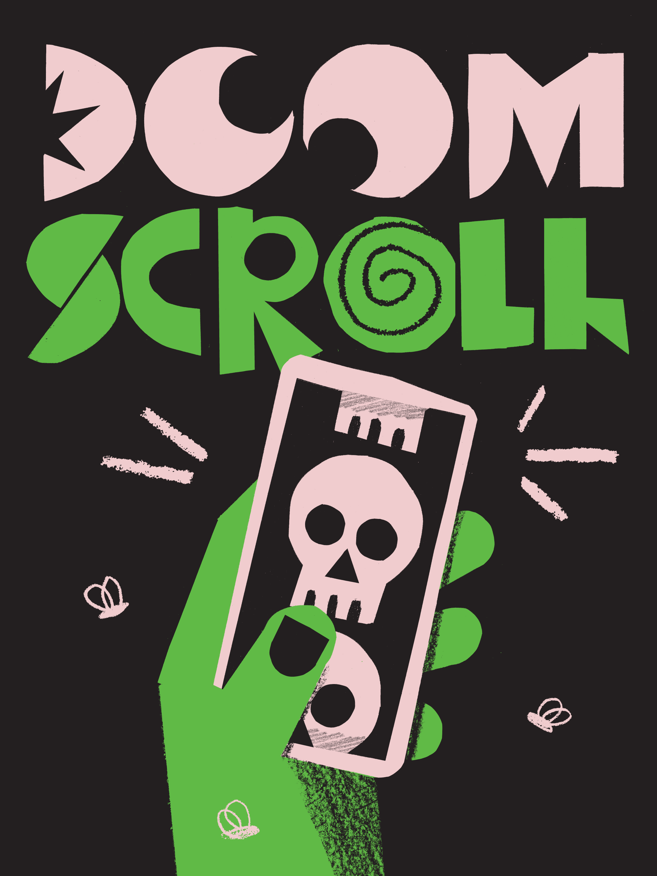 DOOM SCROLL 💀🌀 art cutpaper doomscroll fun hand illustration papercut phone poster skull