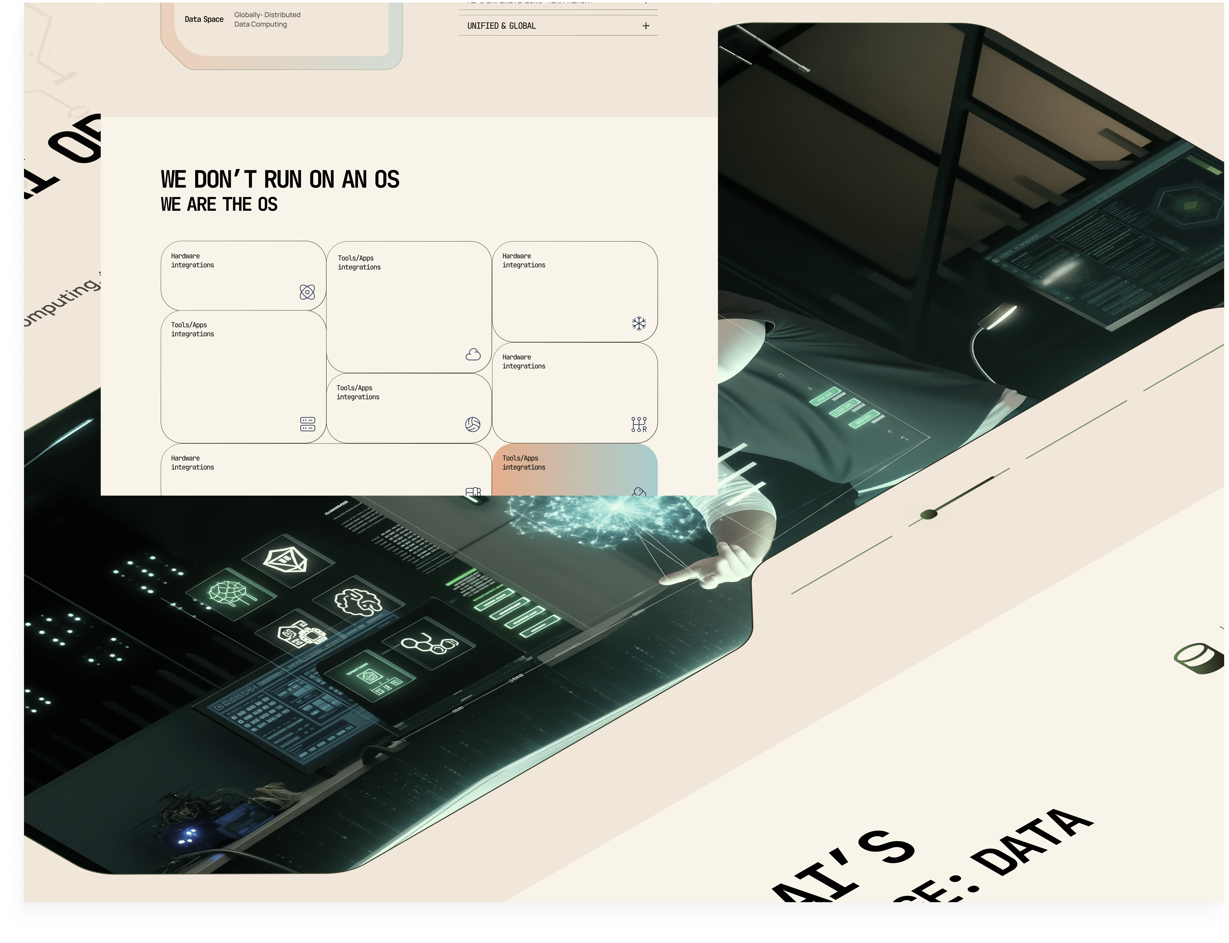 AI Operating System - Landing Page Design Concept ai agent platform ai landing page ai operating system ai product design ai website design ai workspace b2b ai saas dark mode ui futuristic ui product design saas landing page ui ux design web design web design concept