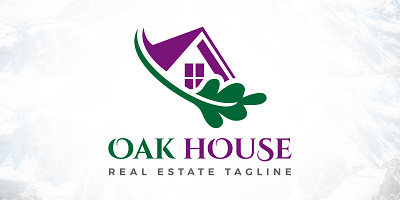 Oak House Green Real Estate Logo Design housing real estate