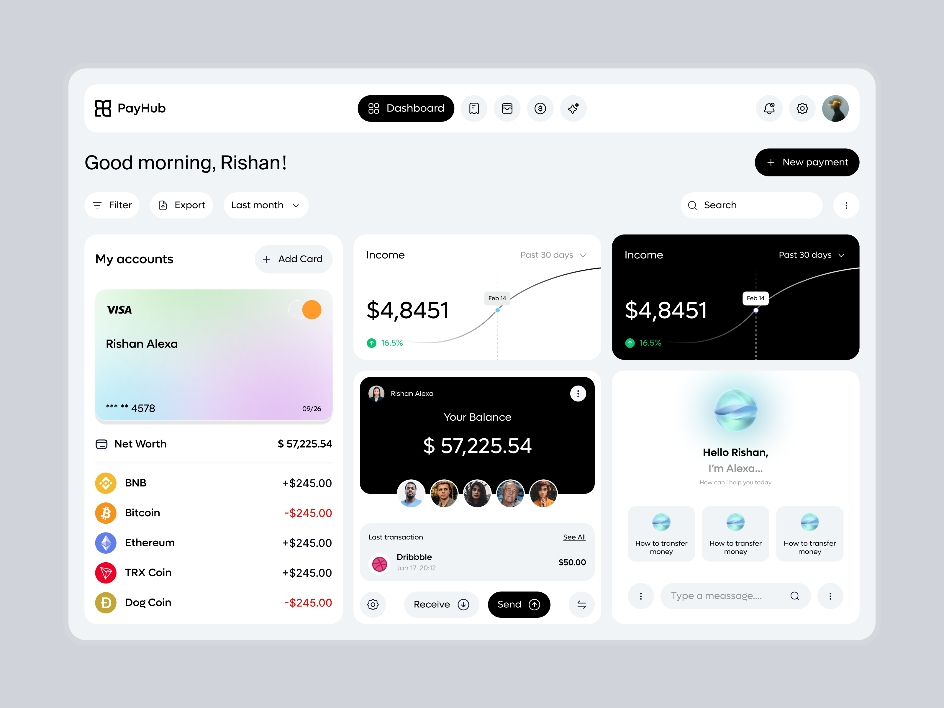 Fintech Dashboard UI - Personal Finance Management banking dashboard design dashboard digital wallet dashboard finance dashboard ui financial management dashboard fintech dashboard ui money management app ui online banking ui payment dashboard design personal finance app ui product design web design website