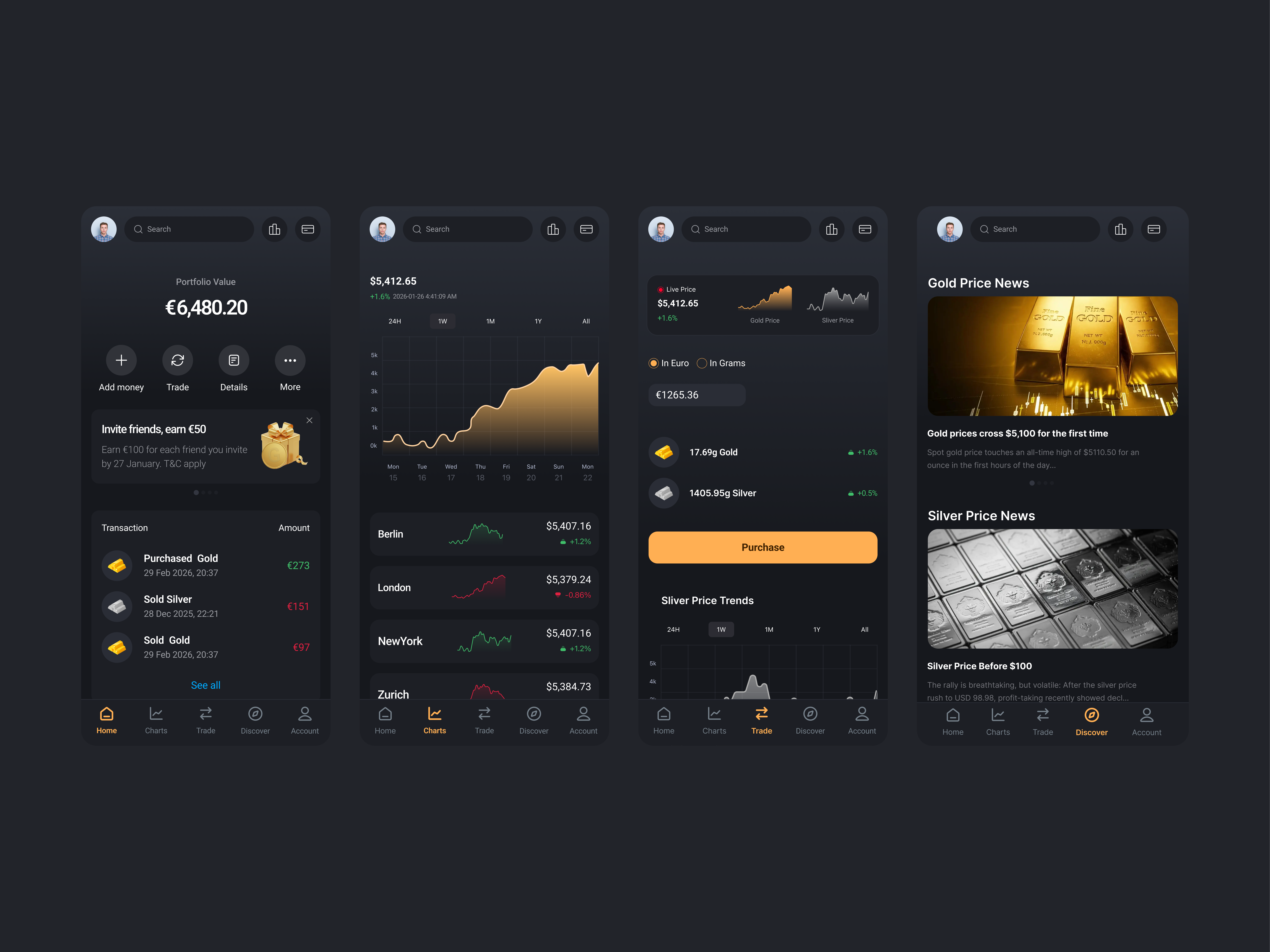 Gold Trading App fintech product design ui design