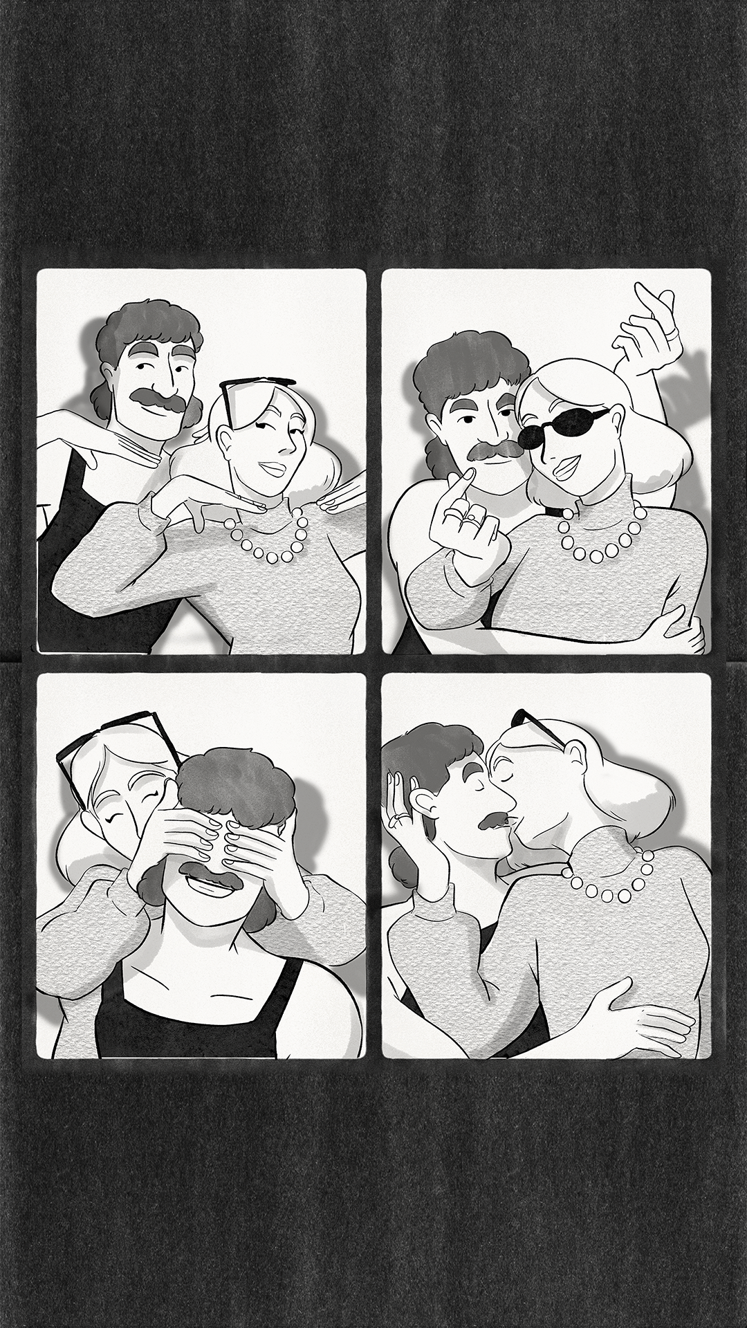 Photo booth colour design drawing illustration paris photobooth style
