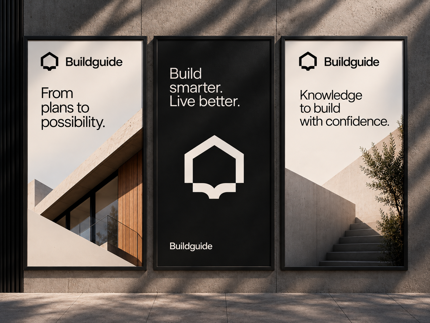 Buildguide advertise billboard book book logo build guidance guide home house knowledge learn logo