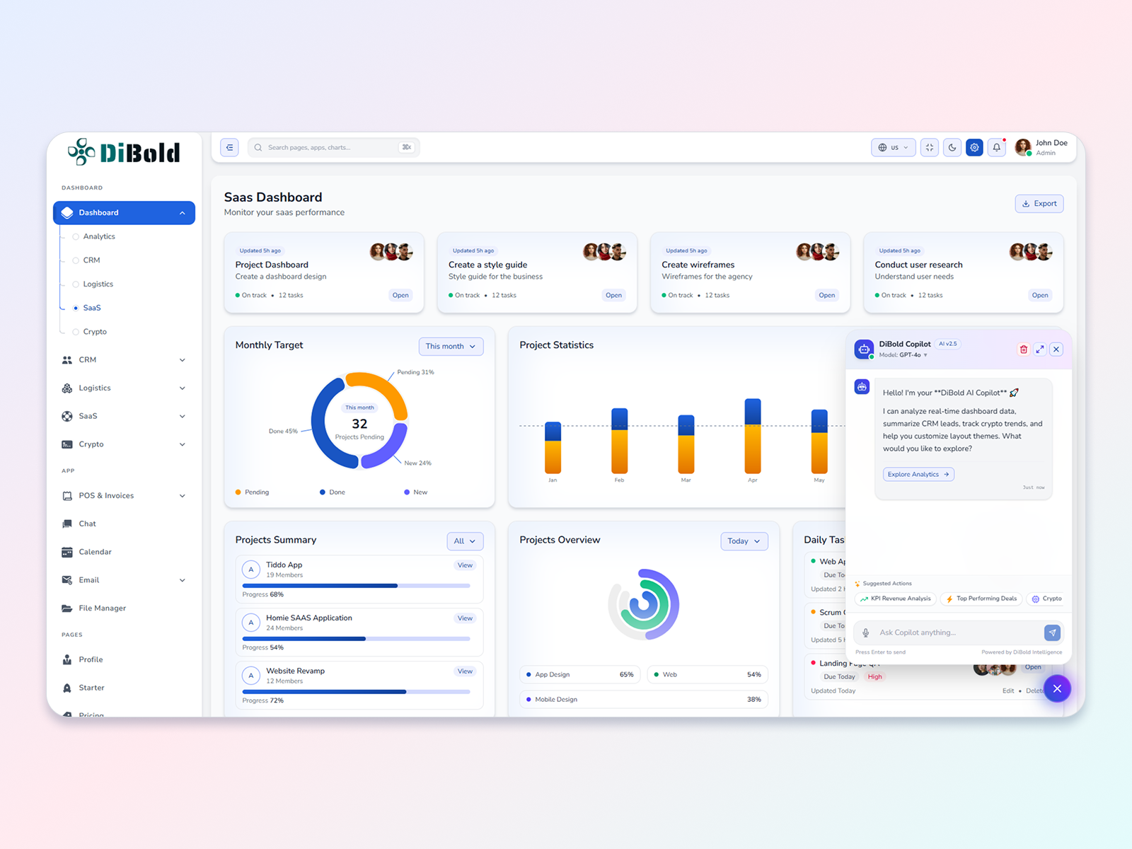 Dibold – React Tailwind CSS SaaS Admin Dashboard Template admin dashboard analytics ui branding business admin crm dashboard dark mode ui dashboard ui design modern dashboard react template saas dashboard tailwind css typography ui ui ux design user interface ux vite react web application webdesign