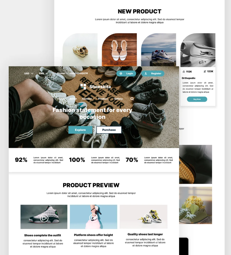 Running Shoes Landing Page 3d animation ap app branding dashboard design graphic design icon illustration logo motion graphics typography ui uiux ux vector web website website design