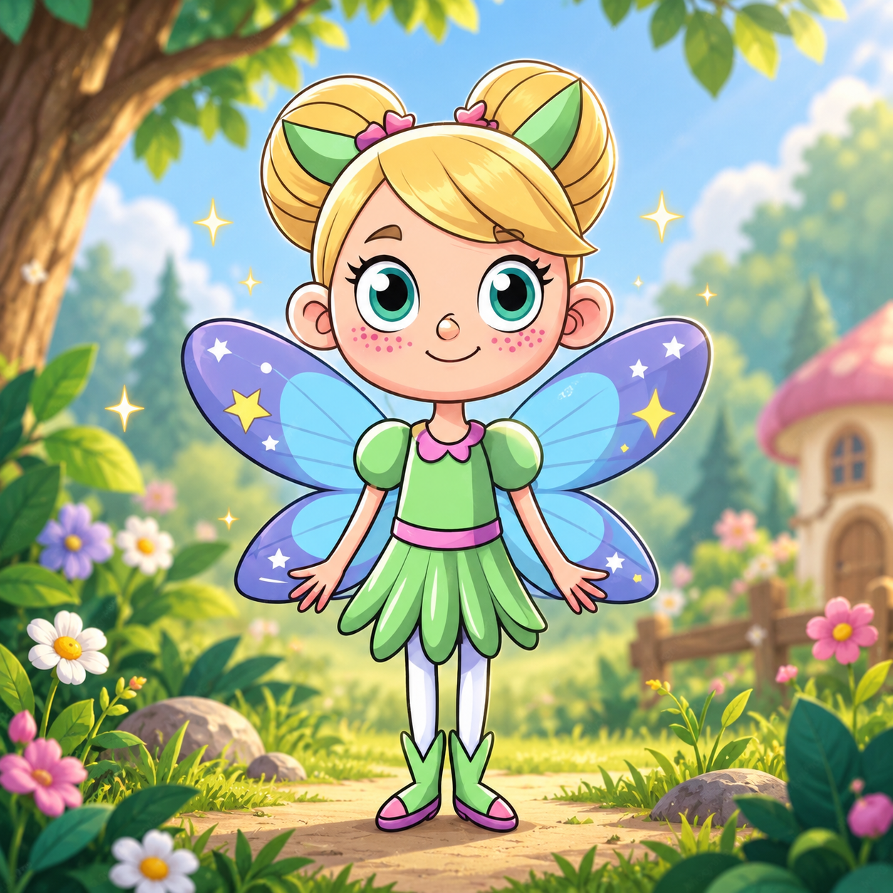 Cute Fairy Girl – Children’s Book Illustration butterfly wings childrens book art childrens book illustration childrens illustrator cute character design cute fairy illustration digital illustration fairy character design fairy girl illustration fairy tale illustration fantasy character fantasy childrens illustration kids book art kids illustration magical garden illustration magical storybook picture book illustration storybook illustration visual storytelling whimsical illustration