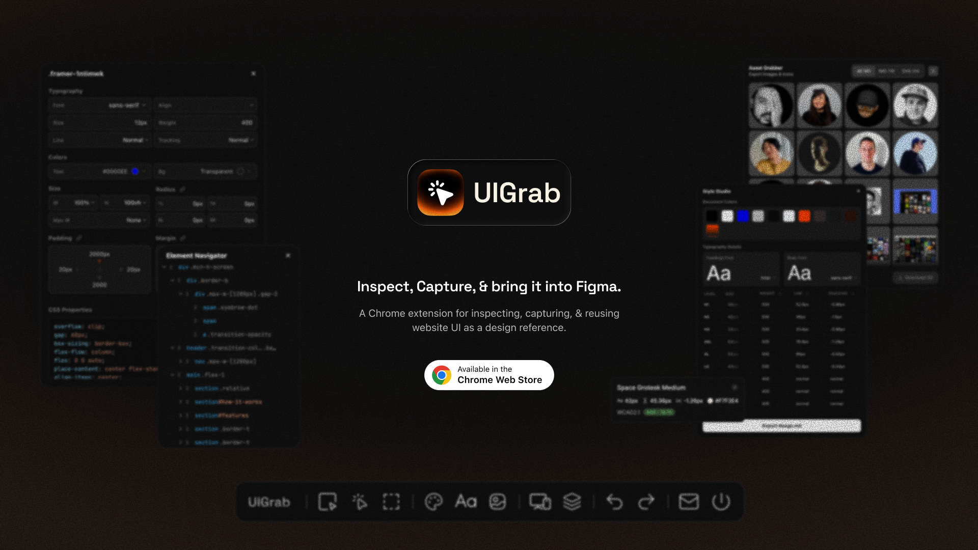 UIGrab - Inspect. Capture. Create. design tool figma inspect tool ui usamafolio web to figma website website design