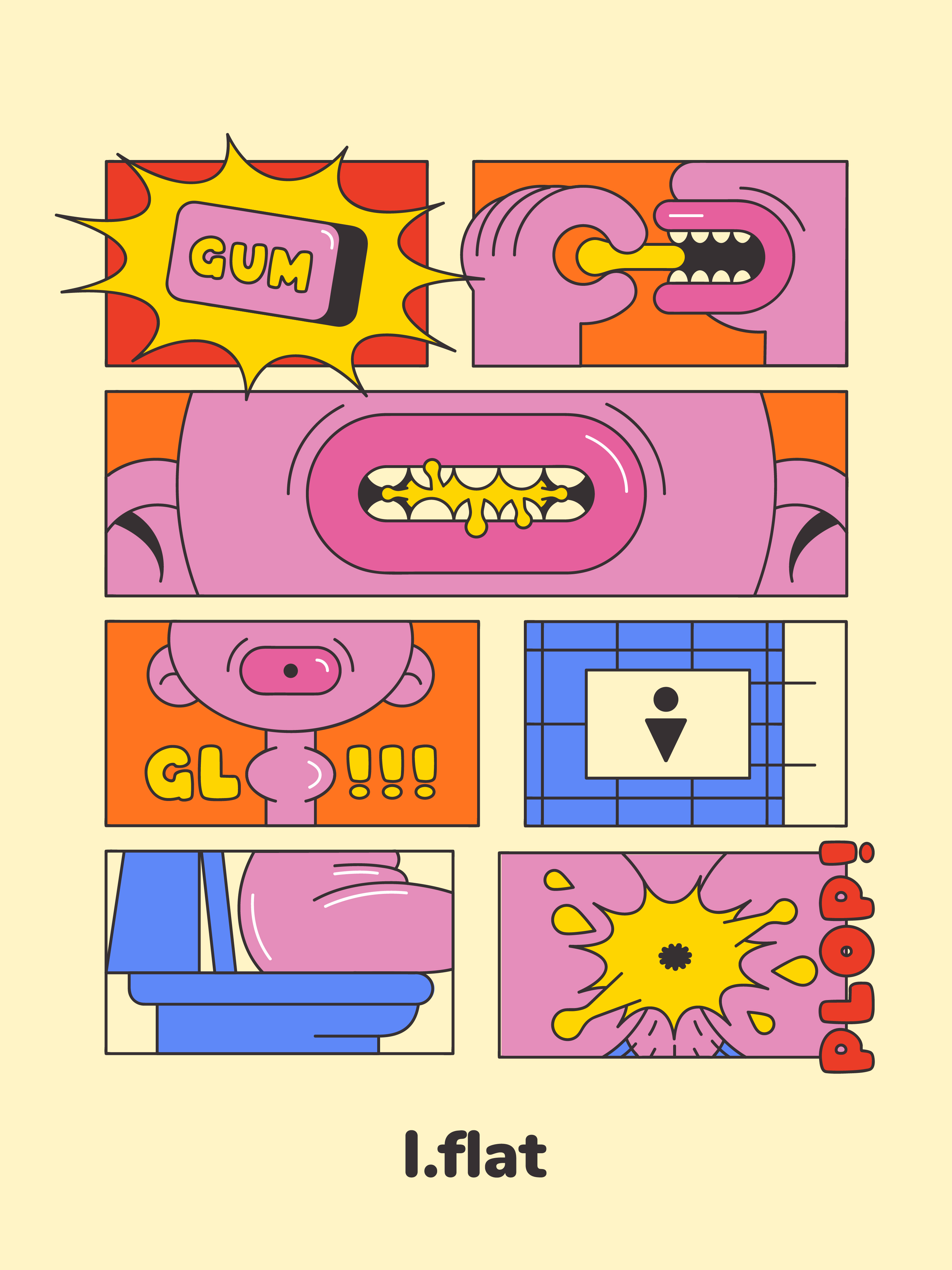 Whispers of a piece of gum animation design graphic design illustration vector