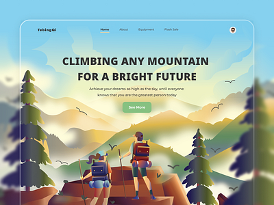 Mountain Climbing Website Landing Page Illustration