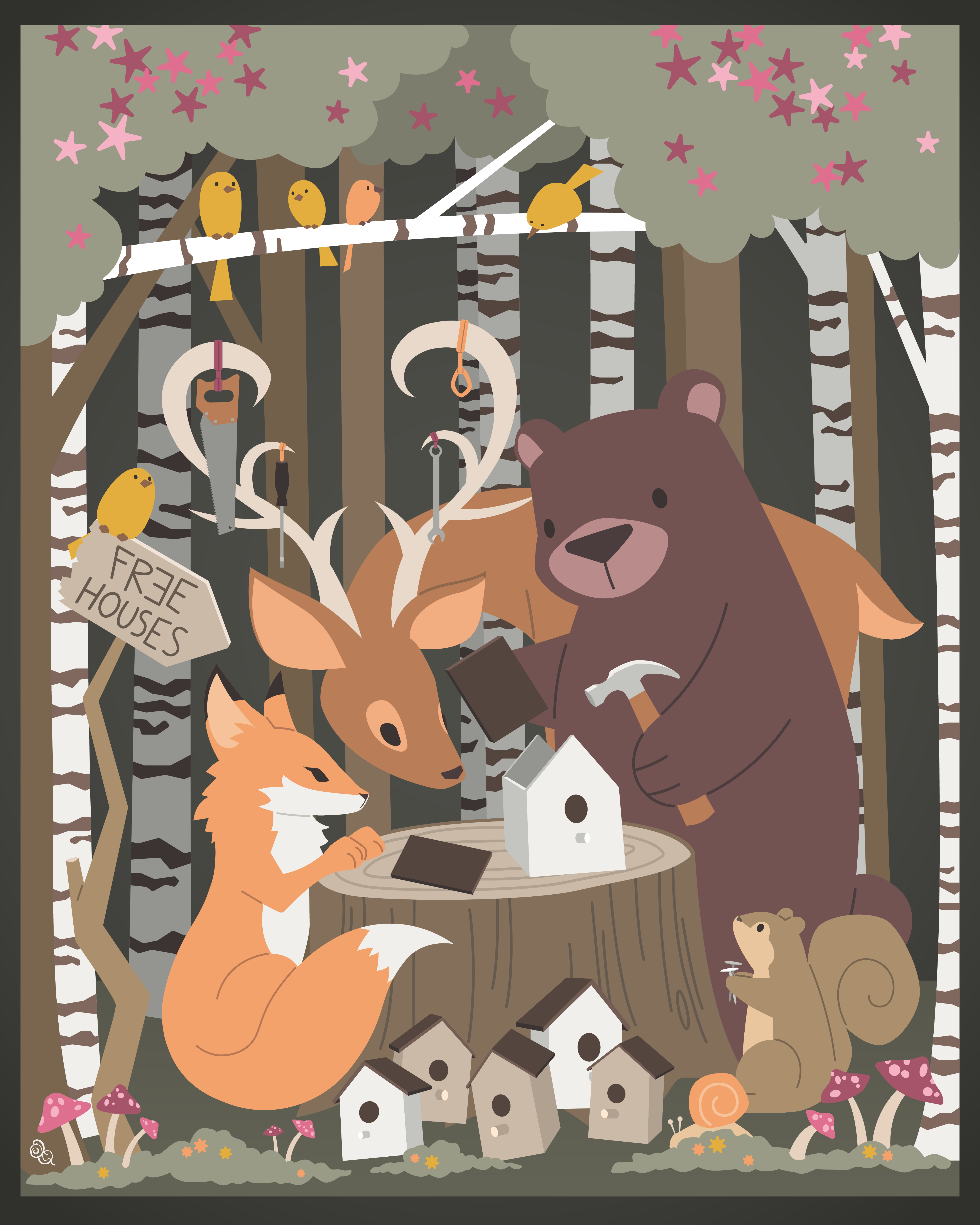 Woodland Workshop Collection adobe animal friends animals collection cute design digital illustration forest graphic design illustration illustrator pattern pattern design photoshop trees vector whimsical wildlife woodlands woods