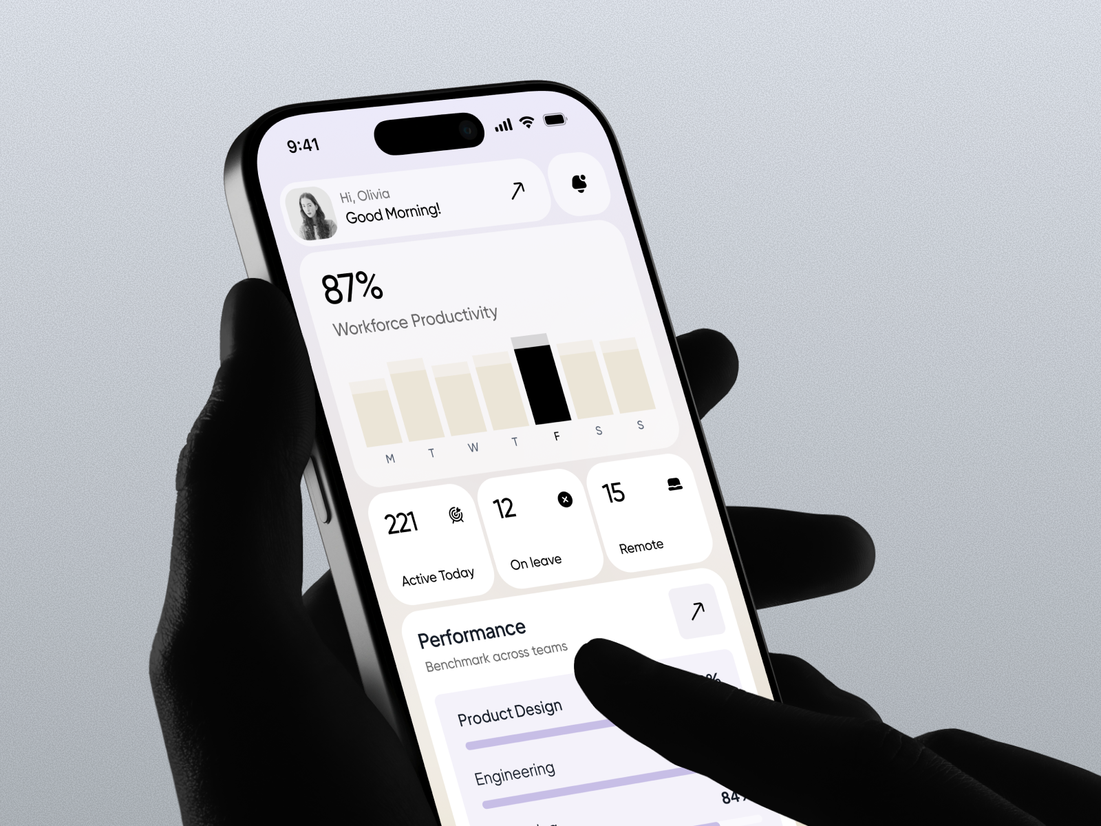 Employee Management App Design business app employee dashboard employee management app employee performance hr dashboard hr management hr software mobile app design mobile dashboard performance tracking product design productivity app saas app design task management team dashboard team management team productivity workforce