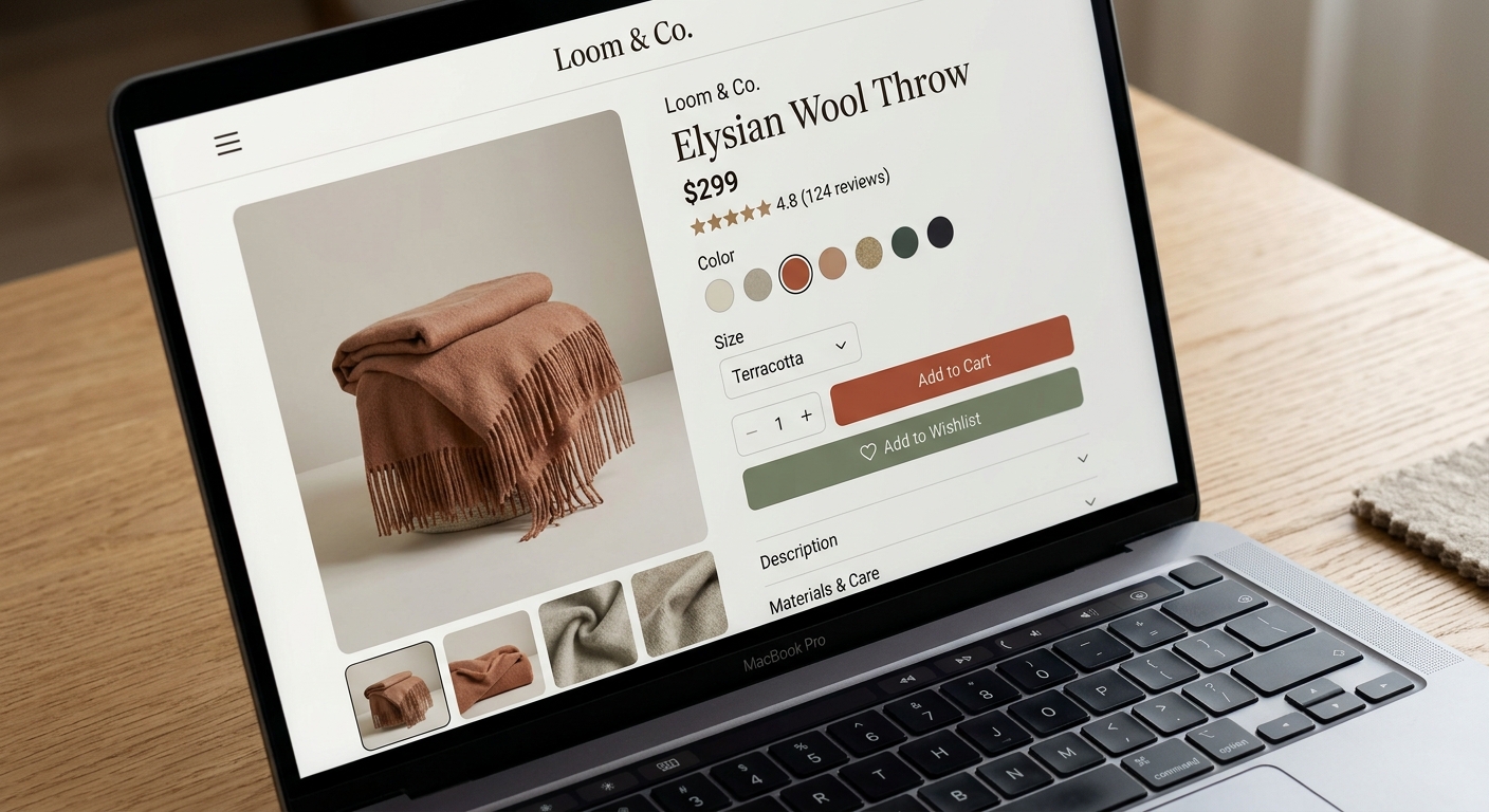 Loom & Co. — E-Commerce User Experience & Flow branding cart drawer checkout design ecommerce graphic design home goods interior design product page responsive design ui web design