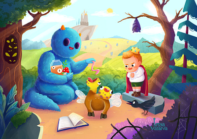 In the forest 2d background boy character design childrenillustration forest illustration monster monsters