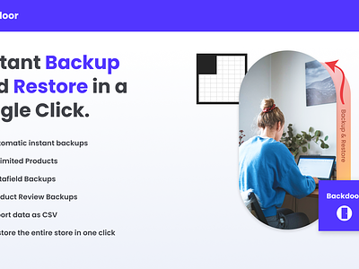 Get Instant Backup backdoor backup bullet points figma graphic design landing page marketing page meta