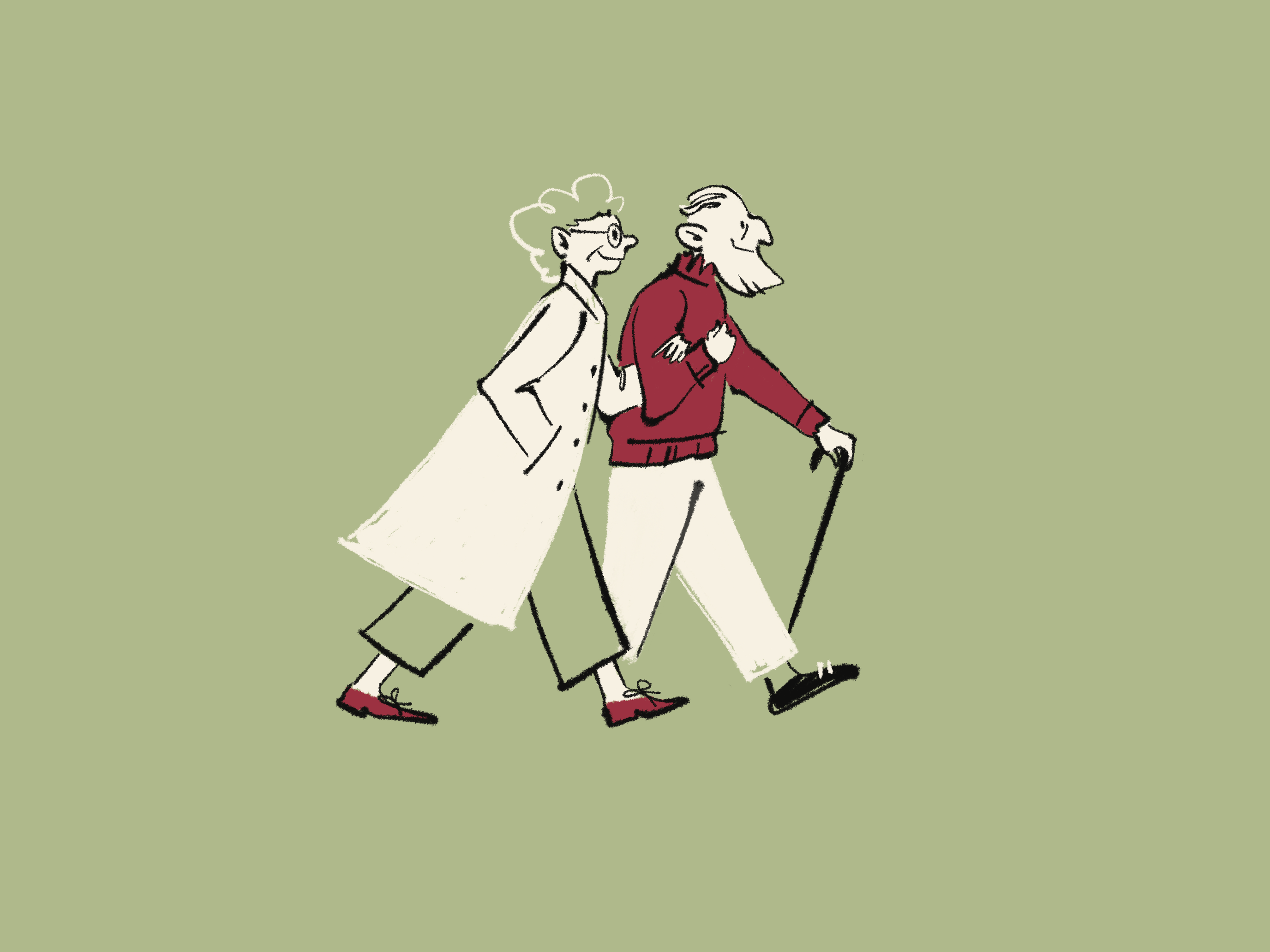 Young at heart active aging autumn character art character design couple illustration digital illustration editorial illustration illustration lifestyle illustration positive aging senior couple visual storytelling warm illustration
