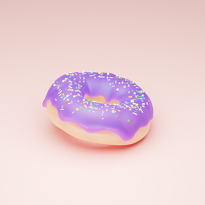 3D Model - Donut with purple icing 3d blender donut illustration raster graphics