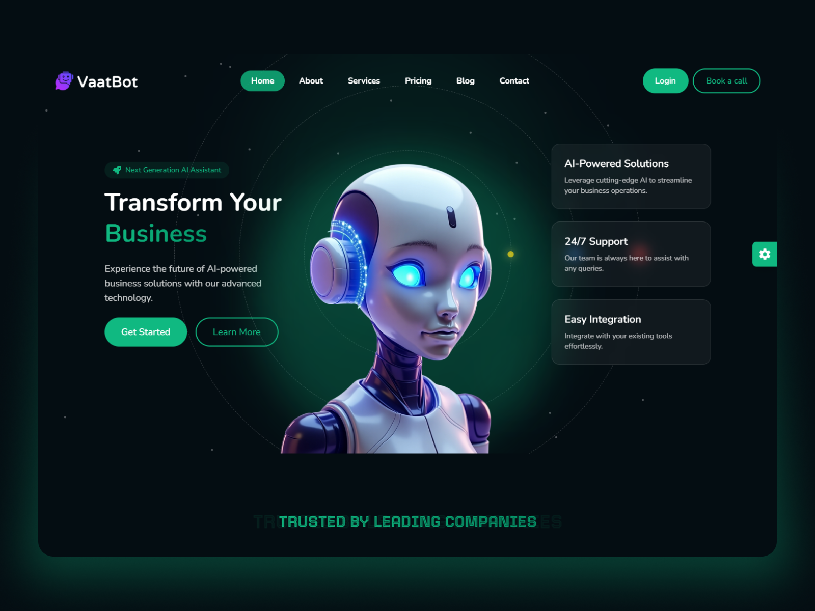 VaatBot – AI Chatbot & Business Landing Page Template 🤖⚡ aichatbot aiproduct artificialintelligence branding conversationalai darkmodeui design html5 landingpage modernlanding responsiveui saasdesign saaswebsite tailwindcss techstartup typography uiuxdesign ux webdesign