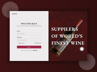 Sign In Page for Wine Store aesthetic figma graphicdesign landingpage login loginpagedesign maroon minimal signin signup uiux webdesign winestore