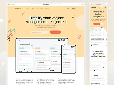 ProjectPro - A project management Tool collaboration tool creative data ios project project management responsive roadmap saas tasks ui ux version control web website website design work workflow